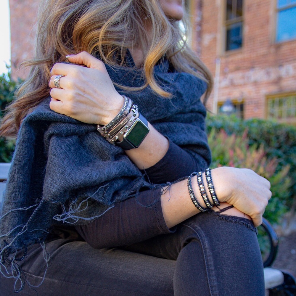 Charcoal Pashmina Boho Wool Sourced/Made in Nepal - Picture 3 of 7